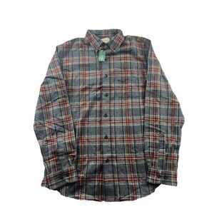 LL Bean Scotch Plaid Flannel Long Sleeve Shirt Men's Medium Grey Stewart NWT